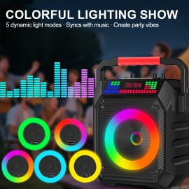 Karaoke Machine, Portable Wireless Speaker with 2 Wireless Microphones for Adults and, Light Effects, Auto-Tune DSP Chip, LED Display Screen, Supports TWS/TF Card/USB/AUX Live Streaming Functionality, for home Entertainment