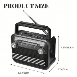 128BT Portable All-Band Radio with FM/AM/SW1-6, USB/TF/BT Connectivity, Dual Power (Battery/USB), Loud Speaker & Headphone Jack, Digital Display, Ergonomic Handle & Protective Grille - Indoor/Outdoor Multi-Wave Receiver with AM/FM/SW1-6 Tuning, USB/TF/BT Streaming, Battery/USB Power Options, Compact & Portable Design for Home, Travel, Camping, Emergencies - Ideal for Music & News Use, USB Radio Portable