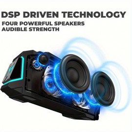 Portable Wireless Speaker with 100w Booming Stereo Sound, 10000mAh Long-Lasting Battery Life, 20h Play, Dsp Driven Technology, Bt 5.3, RGB Lights, Aux&Usb&Tf-Card Input, Multiple Play Modes, Tws Paring Speaker, Outdoor Speaker for Camping, Beach, Travel, Party, Gifts, Microphone not Included.