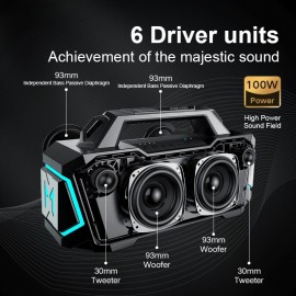 Portable Wireless Speaker with 100w Booming Stereo Sound, 10000mAh Long-Lasting Battery Life, 20h Play, Dsp Driven Technology, Bt 5.3, RGB Lights, Aux&Usb&Tf-Card Input, Multiple Play Modes, Tws Paring Speaker, Outdoor Speaker for Camping, Beach, Travel, Party, Gifts, Microphone not Included.