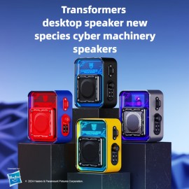 Transformers portable Bluetooth speaker with cool LED lights, wireless portable speaker, desktop speaker supporting Bluetooth/TF/AUX mode, high-fidelity sound quality, 360° surround sound, TWS pairing, built-in microphone, lanyard design, holiday gift