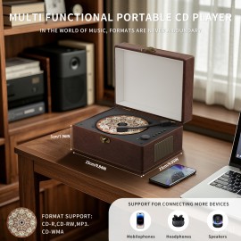 Yintiny Wireless CD Player with Built-in Speaker, Hi-Fi Sound, Compact Faux Leather Design, USB & Battery-Powered, Ideal for Home Decor & Holiday Gifts, Portable Audio Player, Stylish Audio Accessory, Durable Audio Device