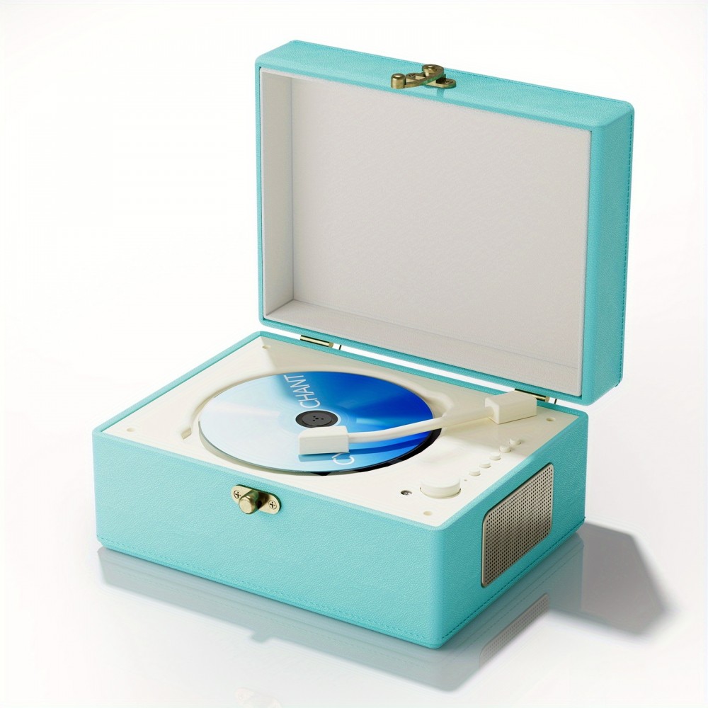 Yintiny Wireless CD Player with Built-in Speaker, Hi-Fi Sound, Compact Faux Leather Design, USB & Battery-Powered, Ideal for Home Decor & Holiday Gifts, Portable Audio Player, Stylish Audio Accessory, Durable Audio Device