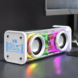 [Kinglucky]V8 - New Wireless Speaker, Portable Subwoofer with LED Lights, Stocking Stuffers, Powerful Crystal Clear Sound, All Day Playtime, BT 5.4, TWS Paring, Small Wireless Speaker for Outdoor, Black, White, Halloween Gift