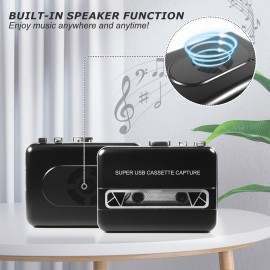 1pc Portable Auto Reverse Cassette Tape Player, USB Powered, Clear Stereo Sound, with Speaker & Headphone Jack, Cassette to MP3 Converter, Dual Power Mode (USB/Battery), Operating Voltage ≤36V - No Battery Included