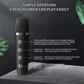 NewRixing Wireless Karaoke Machine with 2 Microphones, Portable Speaker with Bass Boost, USB Type-C Charging, Shock-Resistant, Stereo Audio, Button Control, for Smartphones/Tablets, Non-Waterproof, Ideal for Family Outdoor Parties, Birthday/Halloween/Christmas Gift, 2400mAh Lithium Battery, 1-5W Output