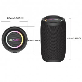 Wireless Speaker, 3600mAh Battery, 12H Long Battery Life, RGB LED Lighting, Beach Party, Gym & Shower Use (IPX5 Submersible)