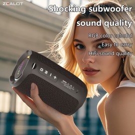 Wireless Speaker, 3600mAh Battery, 12H Long Battery Life, RGB LED Lighting, Beach Party, Gym & Shower Use (IPX5 Submersible)