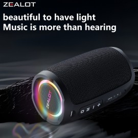 Wireless Speaker, 3600mAh Battery, 12H Long Battery Life, RGB LED Lighting, Beach Party, Gym & Shower Use (IPX5 Submersible)
