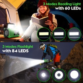 36800mwh 1 pack Emergency Radios for Families with AM/FM, 3-Way Charging (Hand Crank/Solar/USB), Kid-Friendly SOS Alarm, Flashlight, Reading Light, Thermometer, Compass & 10000mAh Power Bank - Peace of Mind for Every Home