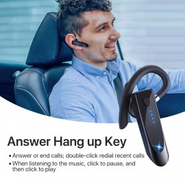 180-Hour Standby Time Wireless Headset with Microphone - Mono Business Earbuds, Noise Cancelling, Push Button Control, USB-C Charging, for Office, Travel, Gaming, Gaming Headset, Sleek Headset, Durable Headset