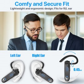 180-Hour Standby Time Wireless Headset with Microphone - Mono Business Earbuds, Noise Cancelling, Push Button Control, USB-C Charging, for Office, Travel, Gaming, Gaming Headset, Sleek Headset, Durable Headset