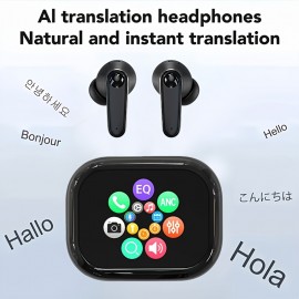AI Translation Headphones with Touch Screen, Capable of Translating in 144 Languages, Making Conversations Easy While Traveling Abroad. These Headphones Facilitate Dialogue, Support Multilingual Translation, And Are Lightweight. They Function As a M