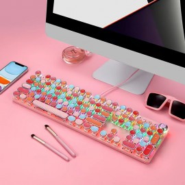 Lipstick Series 104 Mechanical Keyboard with Transparent Circular Keycaps - Electroplated, ABS Material, Vibrant Colors, Durable & Easy to Clean