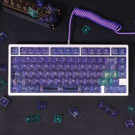 Crystal Purple Transparent 156-Key Mechanical Keyboard Keycap Complete Set PC Material Transfer Cherry Original Height