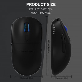 AJ199 Wireless Gaming Mouse, 59G Ultra Lightwieght-Huanuo Micro Switch-26K PAW3395 Sensor-40Hrs Battery Life-2.4G/USB-C Mouse Gaming -Wireless Computer Mouse 6 Programmable Buttons, 100% PTFE Feet