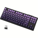 M87 75% Wireless Gaming Keyboard Membrane Silent Rainbow Backlit 2.4Ghz PBT Gradient Keycaps Rechargeable 4000mAh Battery Ergonomic for MAC/Win/PC