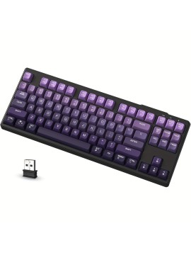 M87 75% Wireless Gaming Keyboard Membrane Silent Rainbow Backlit 2.4Ghz PBT Gradient Keycaps Rechargeable 4000mAh Battery Ergonomic for MAC/Win/PC