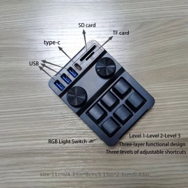 [Compact Keyboard with Lighting] RGB Compact Keyboard with 18 Keys | Multiple Key Combinations, Quick Convenient Office Design, Keyboard Drawing