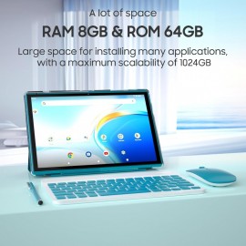 10 inch Tablet with Keyboard 2 in 1 Tablet Android 14 Tablets Include Case Mouse Stylus 6000mAh battery 8GB+64GB Support 1024GB Expandable 10.1 Tableta 2MP+8MP Dual Camera WiFi6 Bluetooth Tab PC