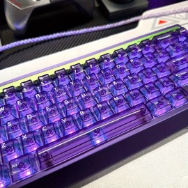 [Purple transparent keycaps] Purple Transparent Keycaps, Original Height 125 Keys PC Material Compatible with All Magnetic Switch Mechanical Keyboards Nano68/60