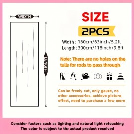 2pcs Champagne Tulle Backdrop Decor - 5.2x10ft, Sheer, with Lights String for Parties, Wedding, Birthday, Photo Shoots