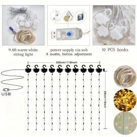 2pcs Champagne Tulle Backdrop Decor - 5.2x10ft, Sheer, with Lights String for Parties, Wedding, Birthday, Photo Shoots