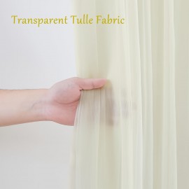 2pcs Champagne Tulle Backdrop Decor - 5.2x10ft, Sheer, with Lights String for Parties, Wedding, Birthday, Photo Shoots