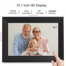 10.1 Inch WiFi Digital Photo Frame - HD Touchscreen, Auto Rotation, 1280x800 Resolution, 16:10 Aspect Ratio, 178° Viewing Angle, Load Photos & Videos from Phone/SD Card, Perfect Gift for Holidays, Birthdays, Anniversaries, Photo Display Unit, Modern Decor Accessory, Highquality Display