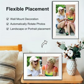 10.1 Inch WiFi Digital Photo Frame - HD Touchscreen, Auto Rotation, 1280x800 Resolution, 16:10 Aspect Ratio, 178° Viewing Angle, Load Photos & Videos from Phone/SD Card, Perfect Gift for Holidays, Birthdays, Anniversaries, Photo Display Unit, Modern Decor Accessory, Highquality Display