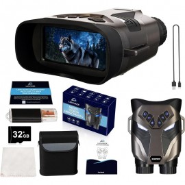 Night Vision Goggles for Adults Digital Night Vision Binoculars with 8X Digital Zoom 32GB Card 3 LCD Wolf Design Rechargeable Infrared Goggles Can Save Photo Video for Camping Hiking Grey