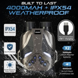 Night Vision Goggles for Adults Digital Night Vision Binoculars with 8X Digital Zoom 32GB Card 3 LCD Wolf Design Rechargeable Infrared Goggles Can Save Photo Video for Camping Hiking Grey