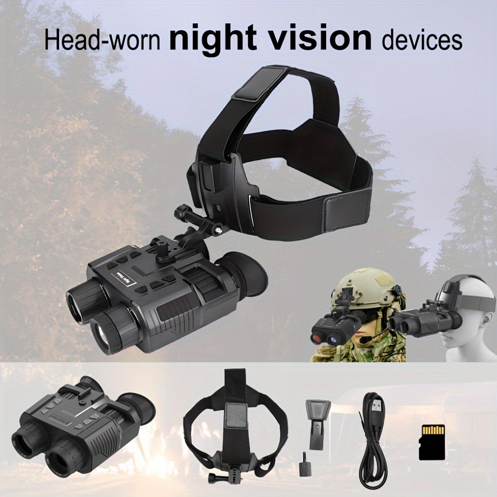 Night Vision Goggles with Head Strap, 1312FT Head-Mounted Night Vision Binoculars, Hands-Free Nightvision Goggles for Helmet, Long Rang Infrared Nightvision for Adults, 8X Digital Zoom/ 32GB SD Card