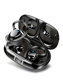 Wireless Headphones, High-fidelity Stereo Sports Wireless 5.3 In-ear Headphones with Hook, 48H Deep Bass, LED Display, Noise Reduction, Built-in Running Microphone