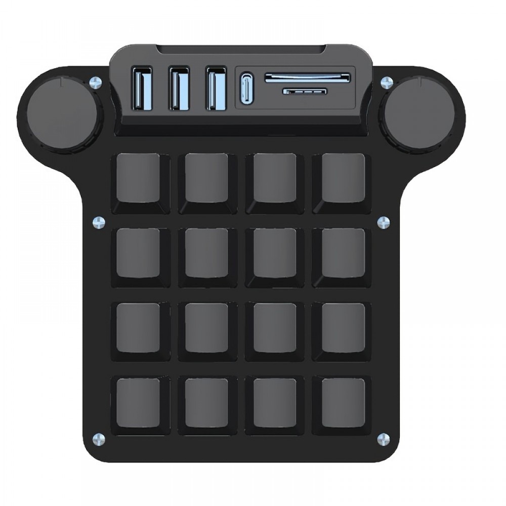 16-Key Compact RGB Backlit Programmable Keyboard with USB 3.0 Hub (3 Ports), SD/TF Card Reader, Macros & Media Keys - iOS/Windows Compatible for Office, Gaming, Programming, Office Workstation | Stylish Finish | Highquality Keys, Keyboard for Computer