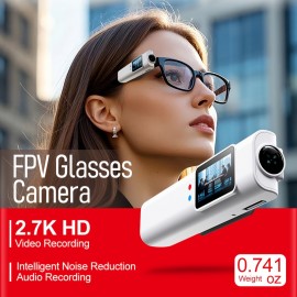 [FPV Glasses Camera] FPV Glasses Camera Wearable Vlog Camera with 2.7K HD Video, 0.96